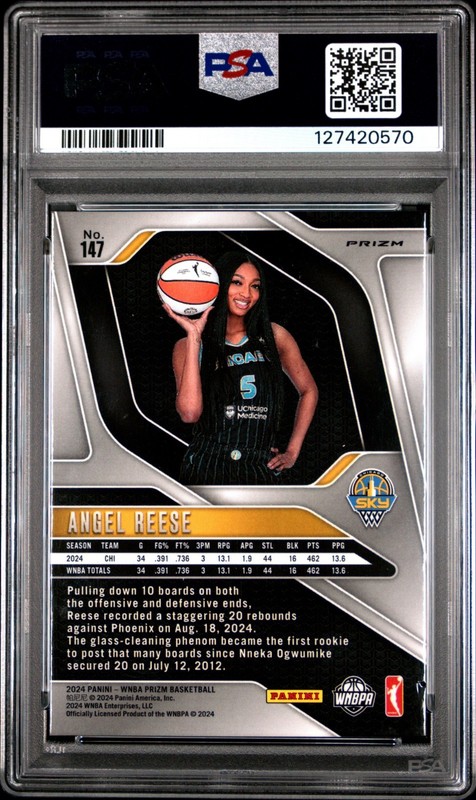 PSA 8 2024 Prizm WNBA Angel Reese #147 Rookie White Sparkle view 2