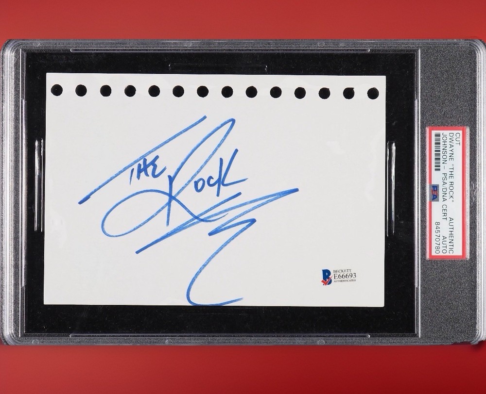 The Rock Dwayne Johnson Autograph Cut Card Signed PSA DNA Beckett Auto WWE WWF