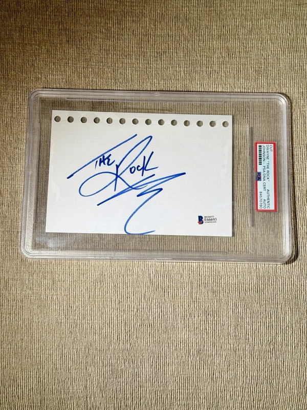 The Rock Dwayne Johnson Autograph Cut Card Signed PSA DNA Beckett Auto WWE WWF view 2