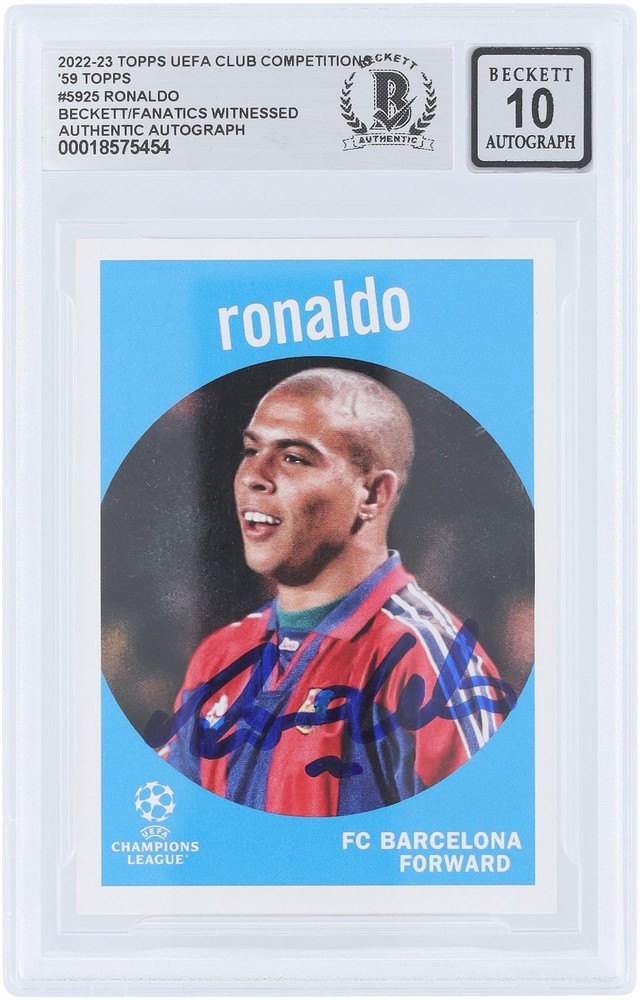 Ronaldo FC Barcelona Signed 2022-23 Topps UEFA 59 Design #59-25 BAS Auto 10 Card