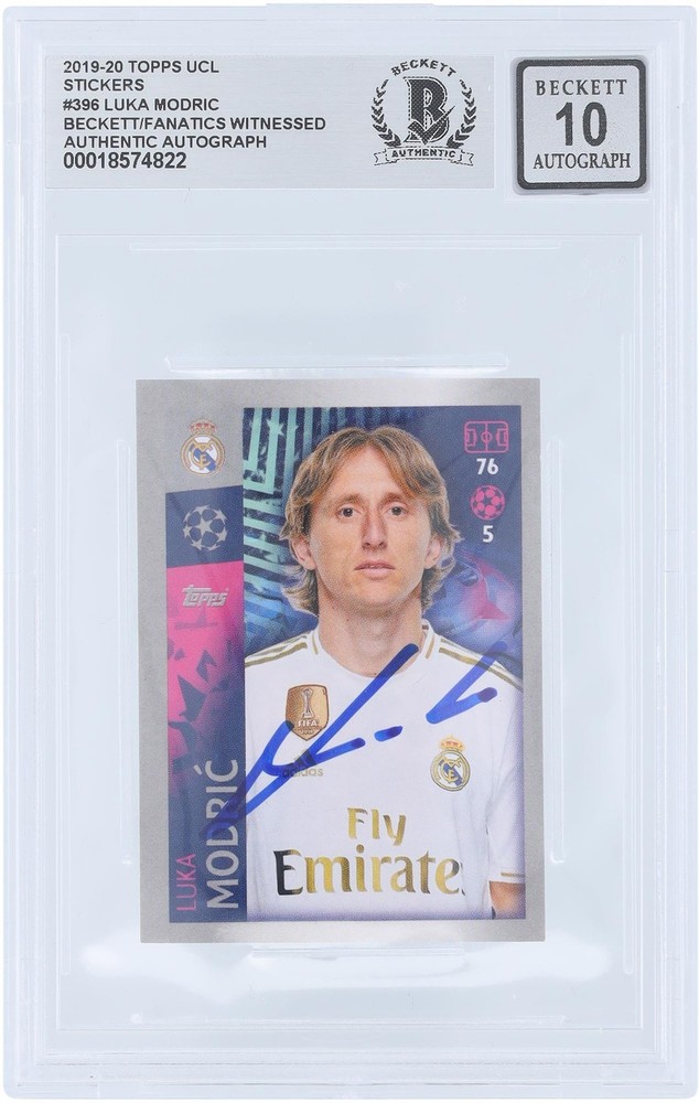 Luka Modric Real Madrid CF Signed 2019-20 Topps UEFA Sticker #396 BAS 10 Card