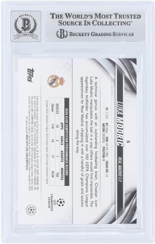 Luka Modric Real Madrid CF Signed 2023-24 Topps UEFA Inferno Foil #5 BAS 10 Card view 2