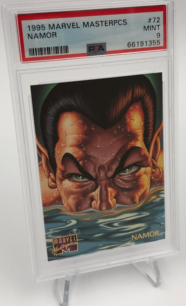 1995 MARVEL MASTERPIECES Trading Card  NAMOR #72   X-MEN graded slab PSA MINT 9