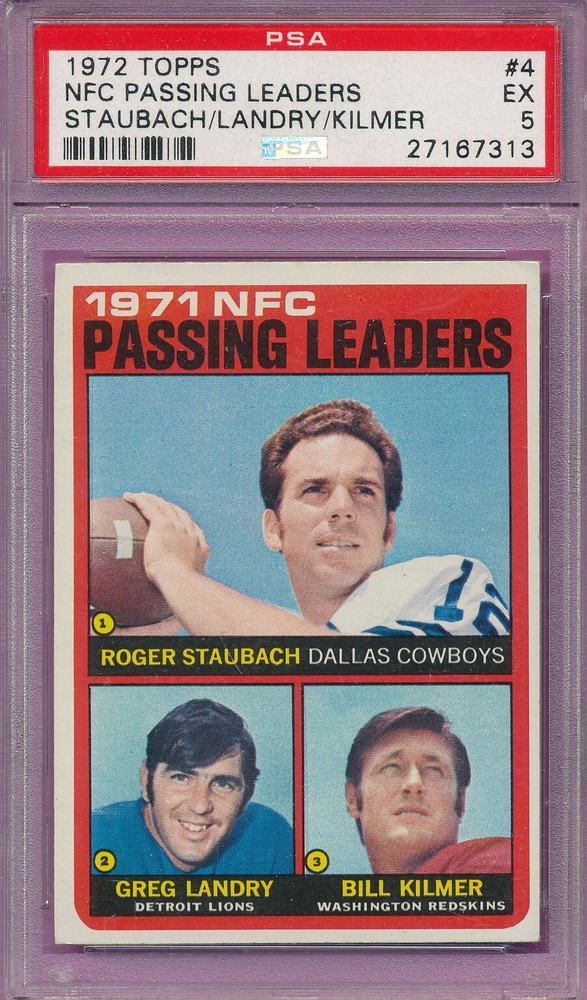 PSA 5 EX ROGER STAUBACH HOF ROOKIE 1972 TOPPS #4 GRADED VINTAGE NFL NAVY *TPHLC