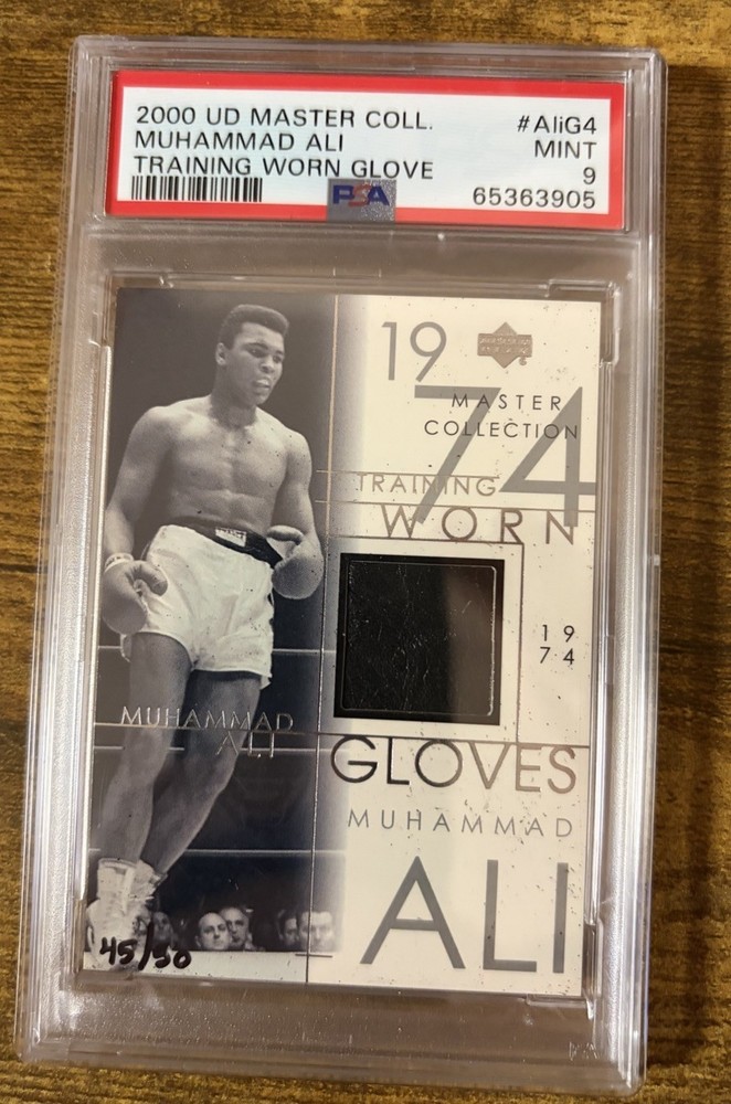 2000 upper deck Muhammad Ali Master Coll Training worn gloves PSA 9 Mint /50