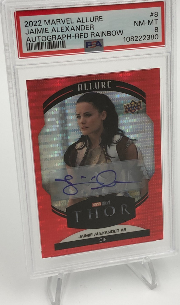 JAIMIE ALEXANDER AUTO card 2022 MARVEL ALLURE Signed  THOR as SIF graded PSA 8