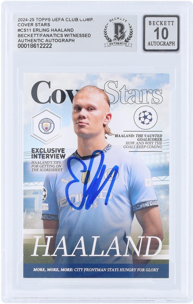 Erling Haaland Manchester City Signed '24-25 Topps Cover Stars CS-11 BAS 10 Card
