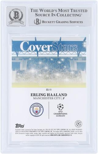 Erling Haaland Manchester City Signed '24-25 Topps Cover Stars CS-11 BAS 10 Card view 2
