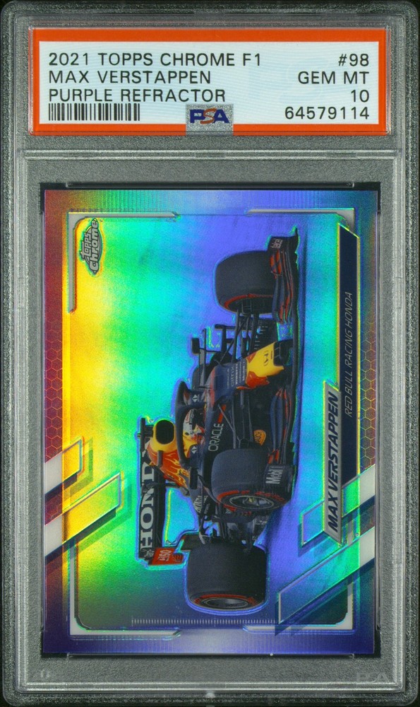 2021 TOPPS CHROME FORMULA 1 PURPLE REFRACTOR #98 MAX VERSTAPPEN 254/399 PSA 10