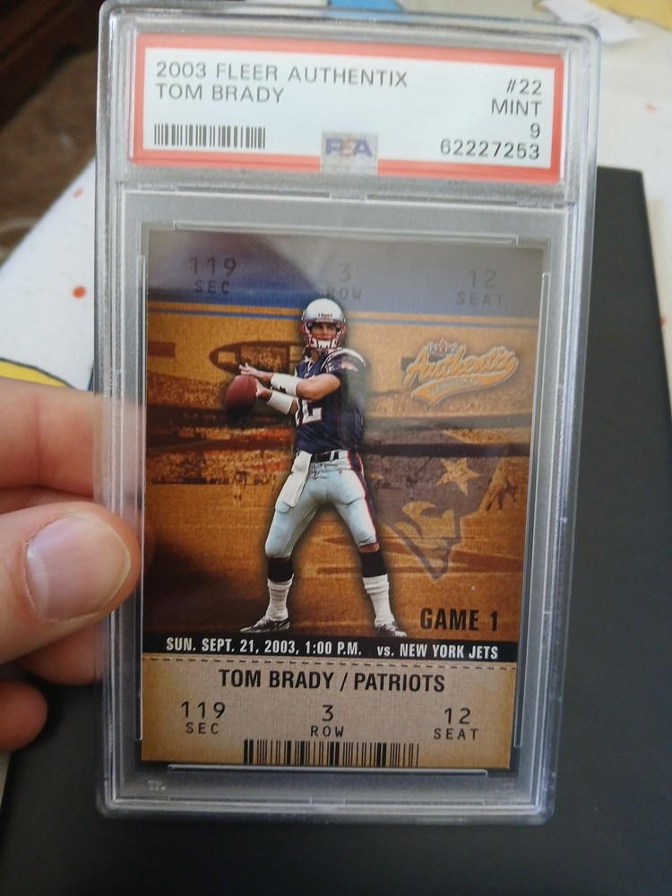2003 Fleer Authentix Tom Brady Psa 9