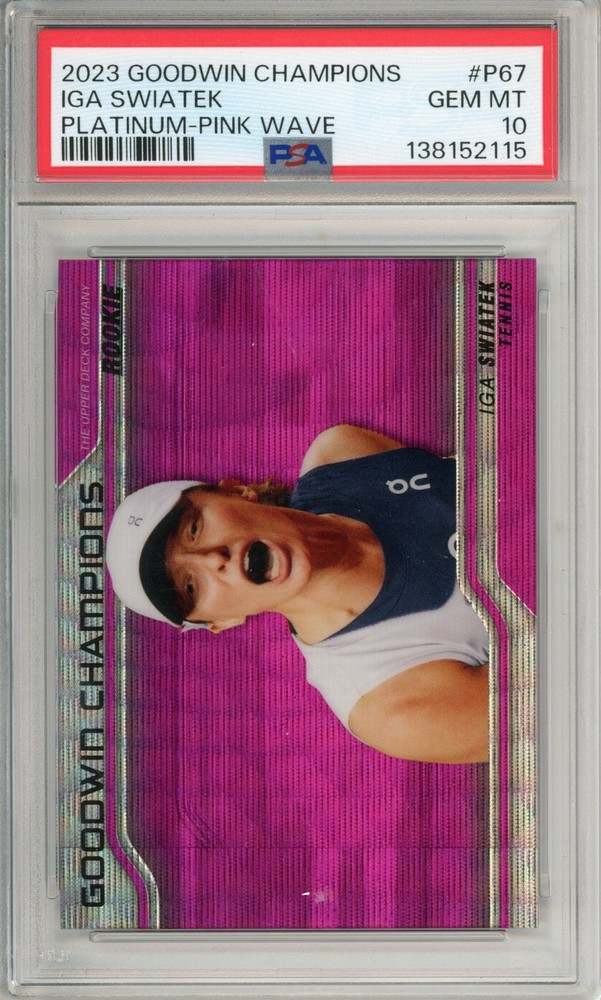 2023 Goodwin Champions Iga Swiatek P67 Platinum Pink Wave Rookie PSA 10 Tennis