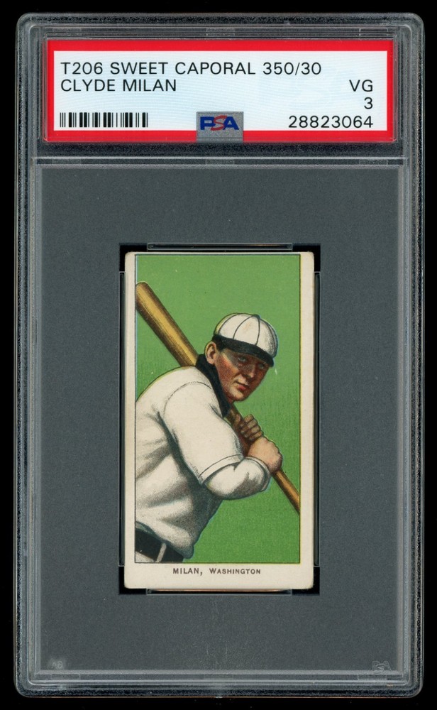 T206 Sweet Caporal 350 Clyde Milan Washington Nationals Card PSA 3 VG (66495)