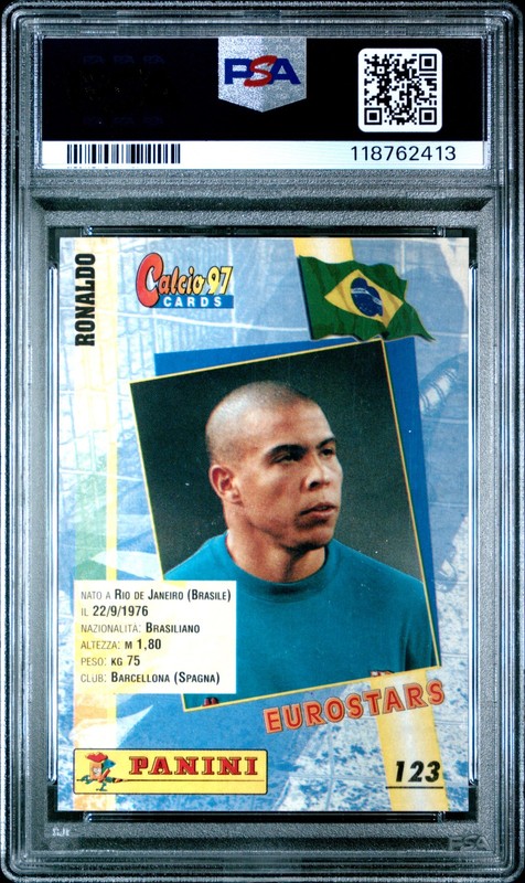 1996 PANINI CALCIO '97 #123 RONALDO PSA 8 view 2