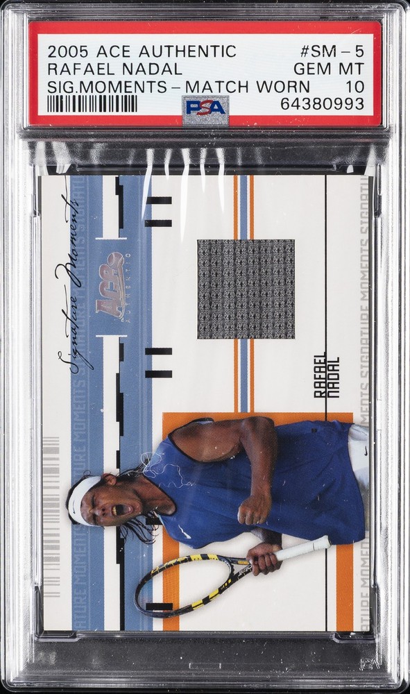2005 ACE AUTH SIG MOMENTS MATCH WORN #SM-5 RAFAEL NADAL 210/500 PSA 10 AUTO