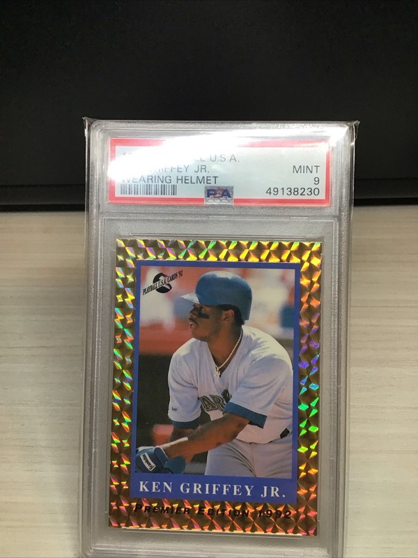 Ken Griffey Jr 1992 Playball U.S.A PSA 9 Mariners Gold Rare Wearing Helmet view 2