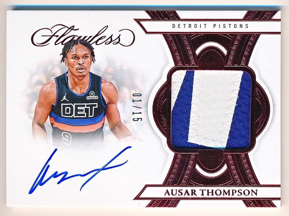 2024-25 Flawless Ausar Thompson Patch Autographs Ruby Auto #FPA-ATP (01/15)