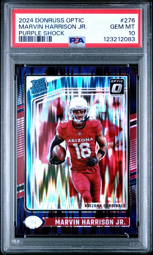 Marvin Harrison Jr. - 2024 Panini Donruss Optic Purple Shock #276 - PSA 10