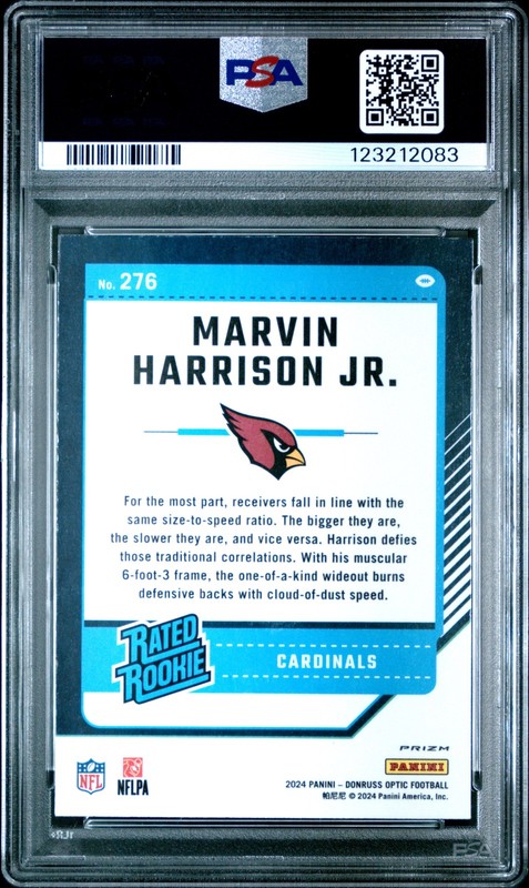 Marvin Harrison Jr. - 2024 Panini Donruss Optic Purple Shock #276 - PSA 10 view 2