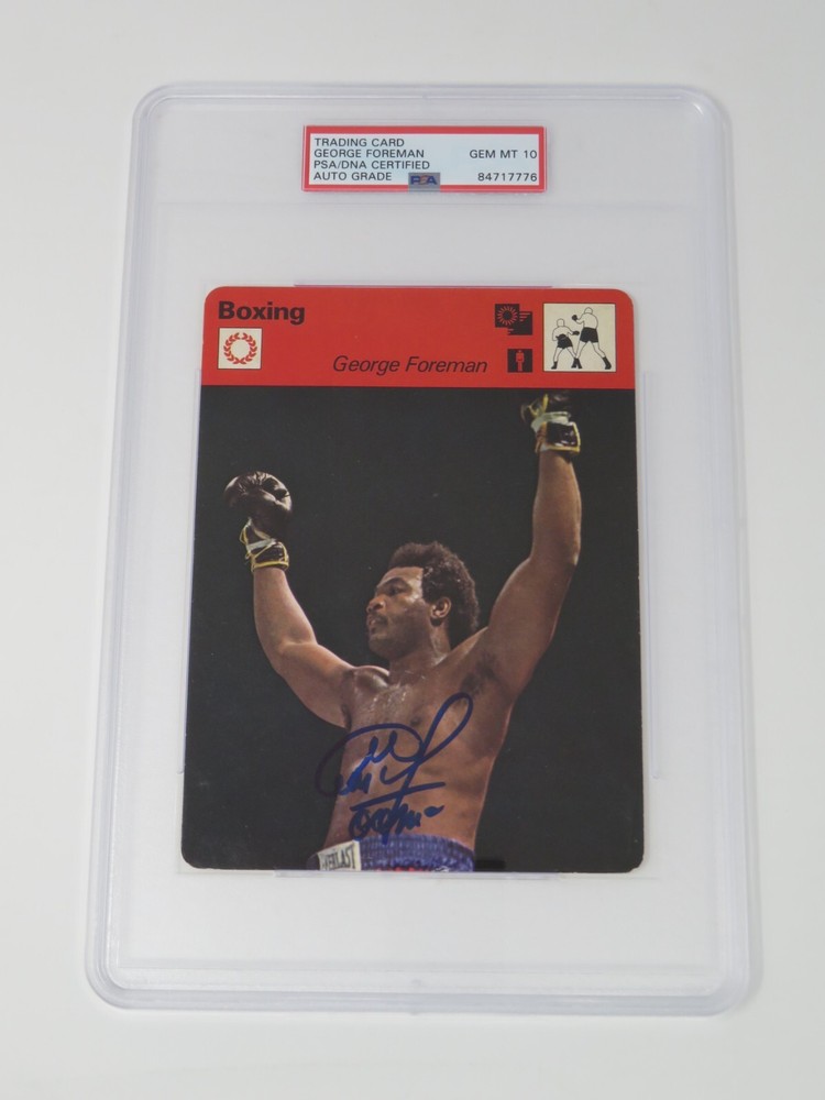George Foreman BOXING Signed Autograph 1977 Sportscaster Rookie Card PSA 10 Auto