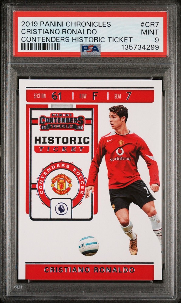 2019 PANINI CHRONICLES CONTENDERS HISTORIC TKT #CR7 CRISTIANO RONALDO PSA 9