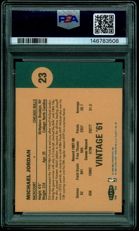 1998-99 FLEER TRADITION Basketball VINTAGE '61 23 MICHAEL JORDAN PSA 8  MINT view 2