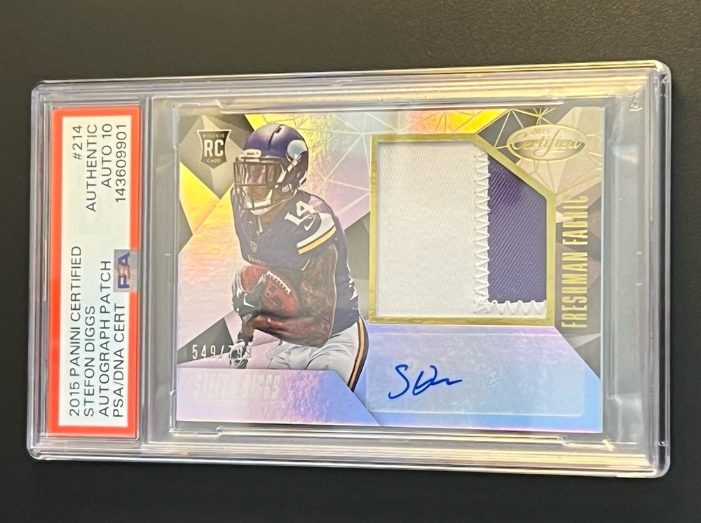 2015 Panini Certified - Freshman Fabric Stefon Diggs (AU, MEM, RC) PSA 10