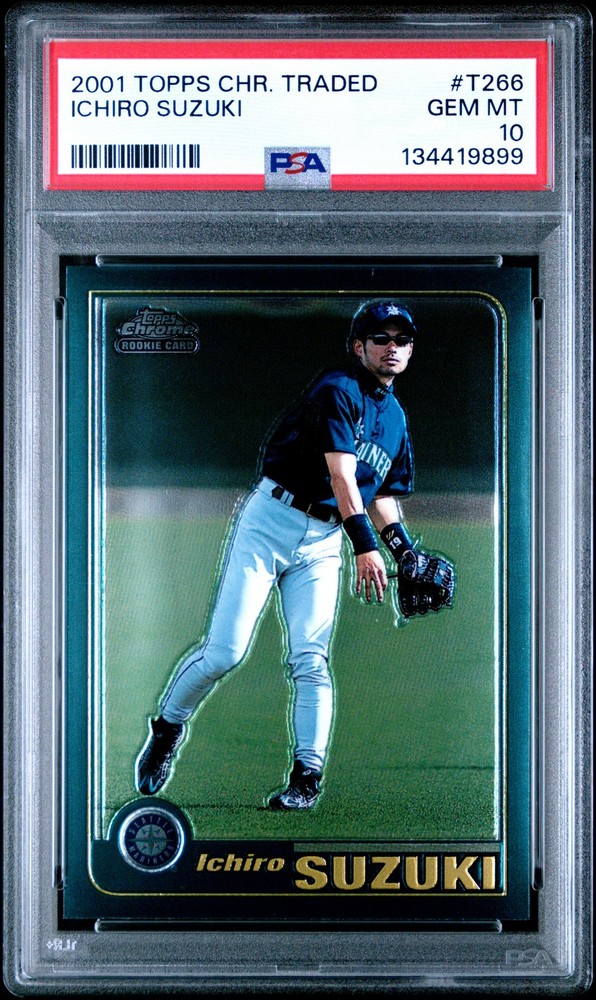 2001 TOPPS CHROME TRADED #T266 ICHIRO SUZUKI ROOKIE RC PSA 10
