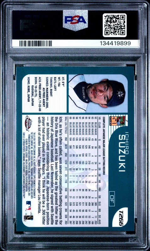 2001 TOPPS CHROME TRADED #T266 ICHIRO SUZUKI ROOKIE RC PSA 10 view 2