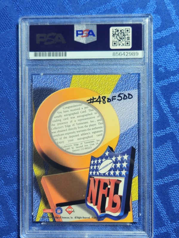 1999 Collectors Edge Peyton Manning Masters Pro Signatures PSA 9 AUTO  #/500 view 2