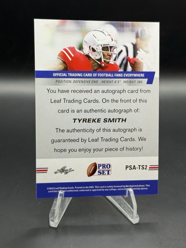 Tyreke Smith 2022 Pro Set Draft Auto SP #PSA-TS2 view 2