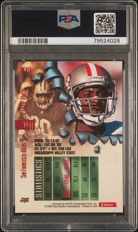 1996 METAL #109 JERRY RICE PSA 9 view 2