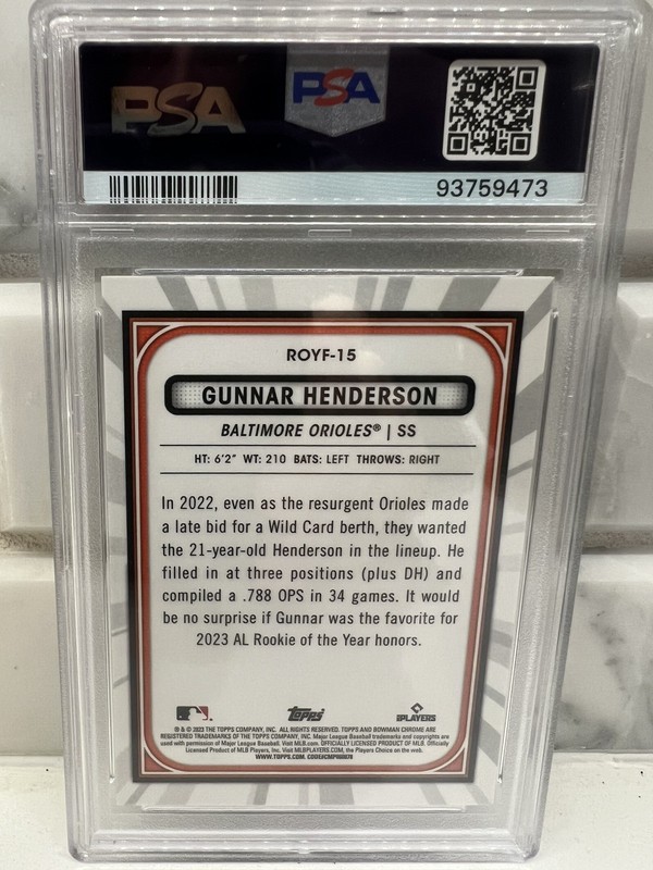 2023 Bowman Chrome Gunnar Henderson Mega Box Green /99 PSA 10 Gem Mint  view 2