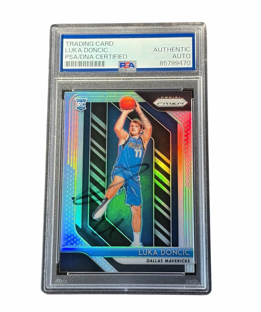 LUKA DONCIC Signed Card Panini Prizm Silver Rookie Auto Lakers #280 PSA