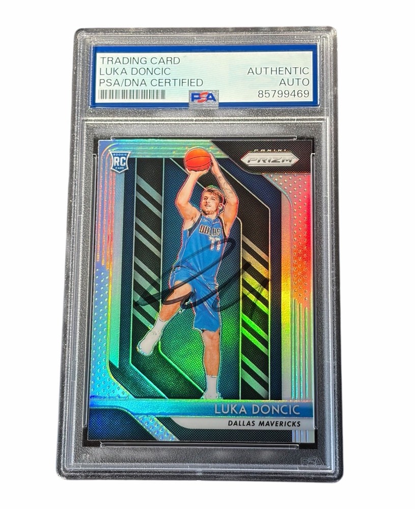 LUKA DONCIC Signed Card Panini Prizm Silver Rookie Auto Lakers #280 PSA