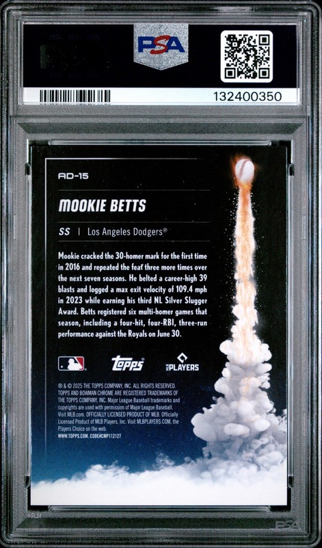 2025 BOWMAN CHROME ADIOS #AD-15 MOOKIE BETTS PSA 10 view 2