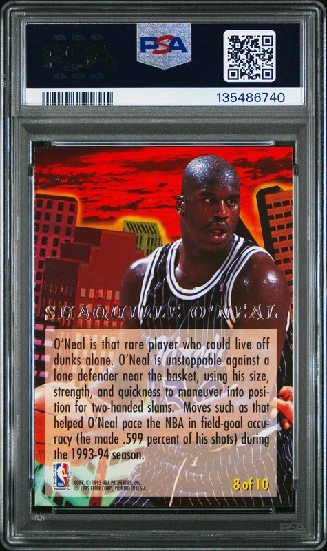 1994 ULTRA JAM CITY #8 SHAQUILLE O'NEAL PSA 9 view 2