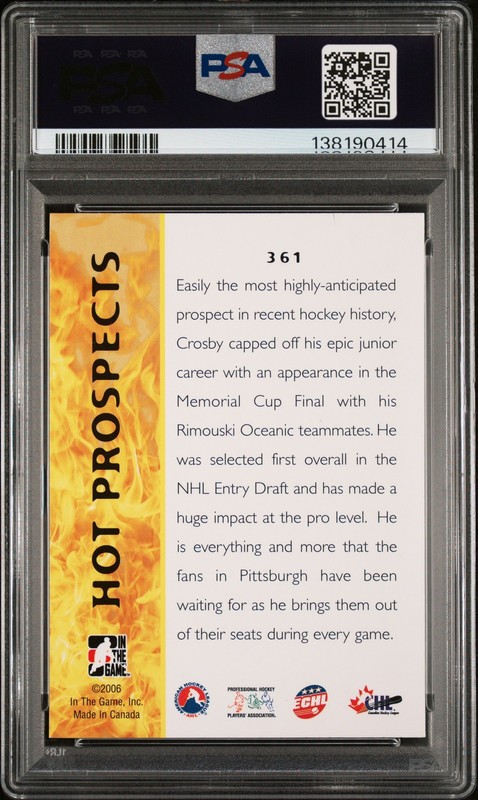 2005 IN THE GAME HEROES & PROSPECTS #361 SIDNEY CROSBY PSA 10 view 2