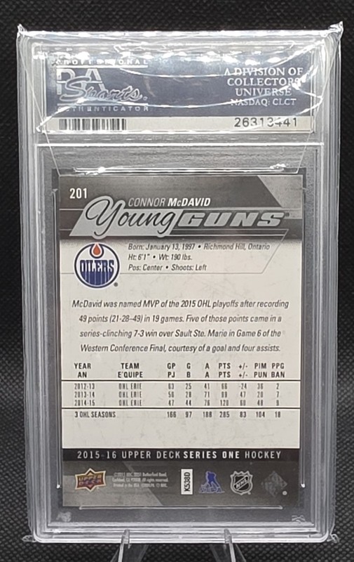 2015 Upper Deck Connor McDavid Young Guns RC PSA 10 #201 🔥 view 2