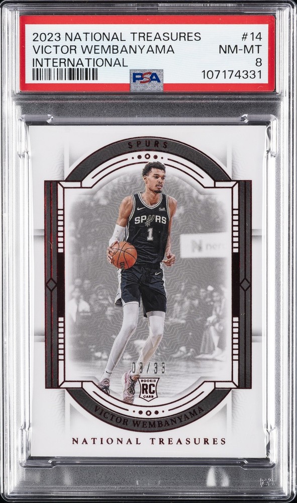 2023 NATIONAL TREASURES INTL #14 VICTOR WEMBANYAMA 3/33 PSA 8