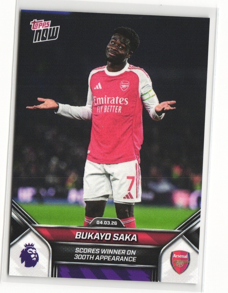 Bukayo Saka 2025-26 Premier League Topps Now #151 Arsenal Scores Winner