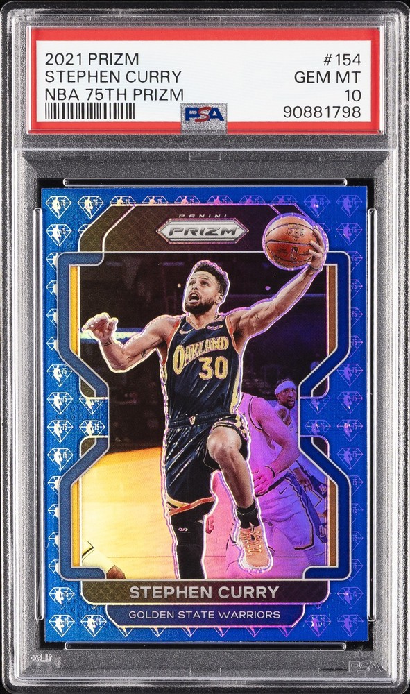 2021 PANINI PRIZM NBA 75TH PRIZM #154 STEPHEN CURRY PSA 10