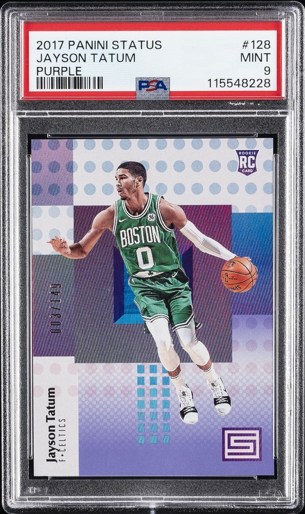 2017 PANINI STATUS PURPLE #128 JAYSON TATUM ROOKIE RC 3/149 PSA 9