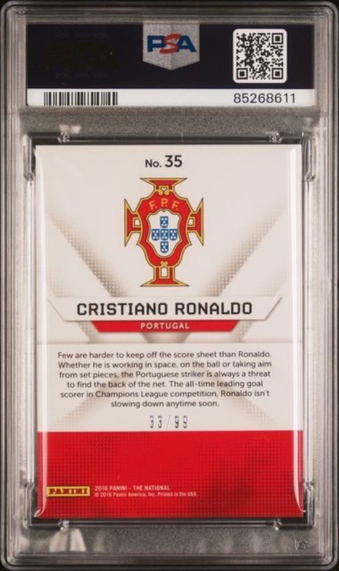 2016 Panini National Cristiano Ronaldo Hyper Plaid Thick Stock /99 PSA 9 #35 SP view 2