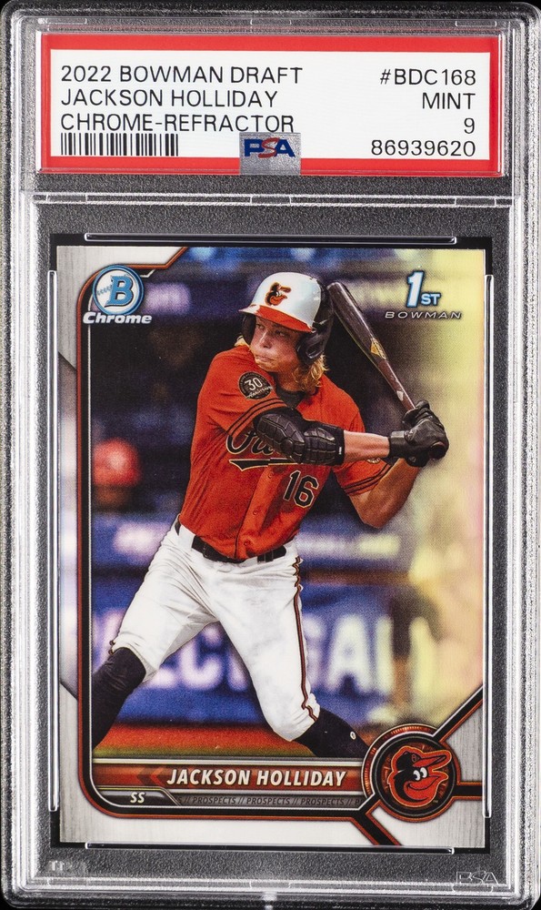 2022 BOWMAN DRAFT CHROME-REFRACTOR #BDC168 JACKSON HOLLIDAY PSA 9