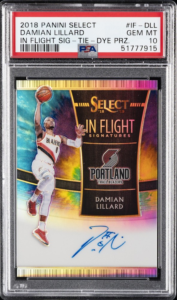 2018 PANINI SELECT IN FLIGHT SIGNATURES #IF-DLL DAMIAN LILLARD #/25 PSA 10 AUTO