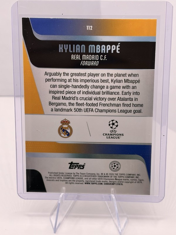 Topps UCC 2025/26 Kylian Mbappé #112 Real Madrid - Short Print / Image Variation view 2