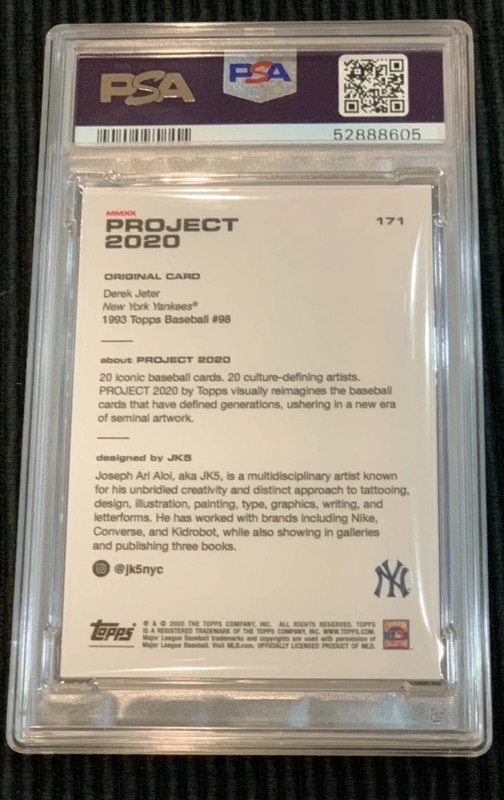 Derek Jeter by JK5 #171 Topps Project 2020 - 1993 Topps #98 RC Art PSA 9 view 2