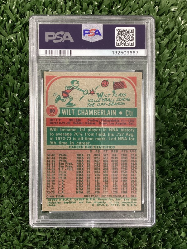 Wilt Chamberlain 1973 Topps #80 PSA 7 (Well-Centered) L.A. Lakers view 2