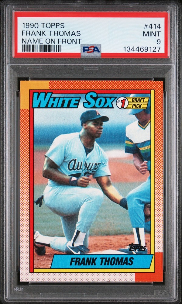 1990 TOPPS NAME ON FRONT #414 FRANK THOMAS ROOKIE RC PSA 9