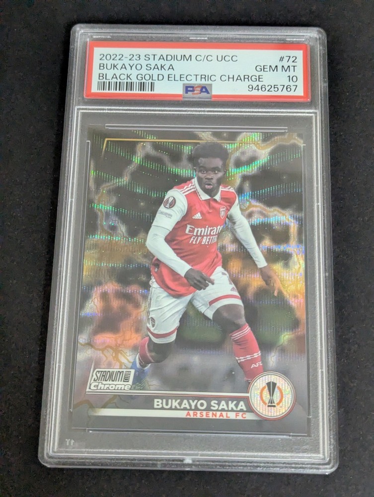 Bukayo Saka Stadium Club Chrome Uefa Black Gold Electric /35 PSA 10
